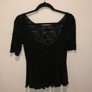 Free people 3/4 sleeve peplum lace shirt